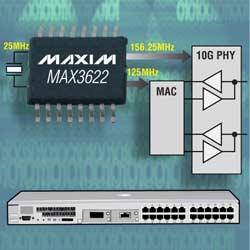 MAX3622：Maxim网络设备用超低抖动、两路输出时钟发生器