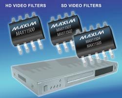 MAX1150X系列：Maxim最新低成本HD和SD视频滤波器