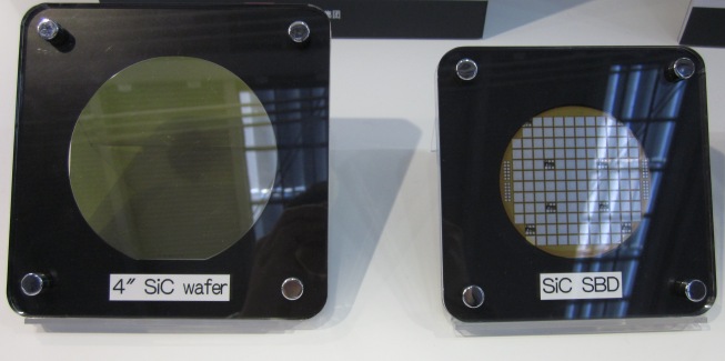 罗姆展出的4英寸SiC Wafer和SiC肖特基二极管