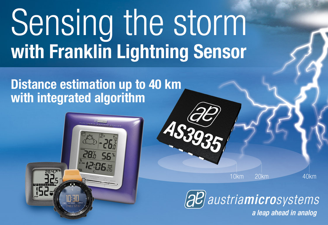 富兰克林闪电传感器可探测40Km外闪电 能集成到手表中