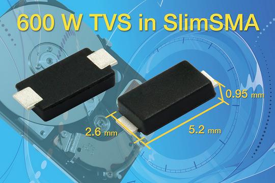 Vishay最新小尺寸TVS具0.95mm超低高度和600W高浪涌能力