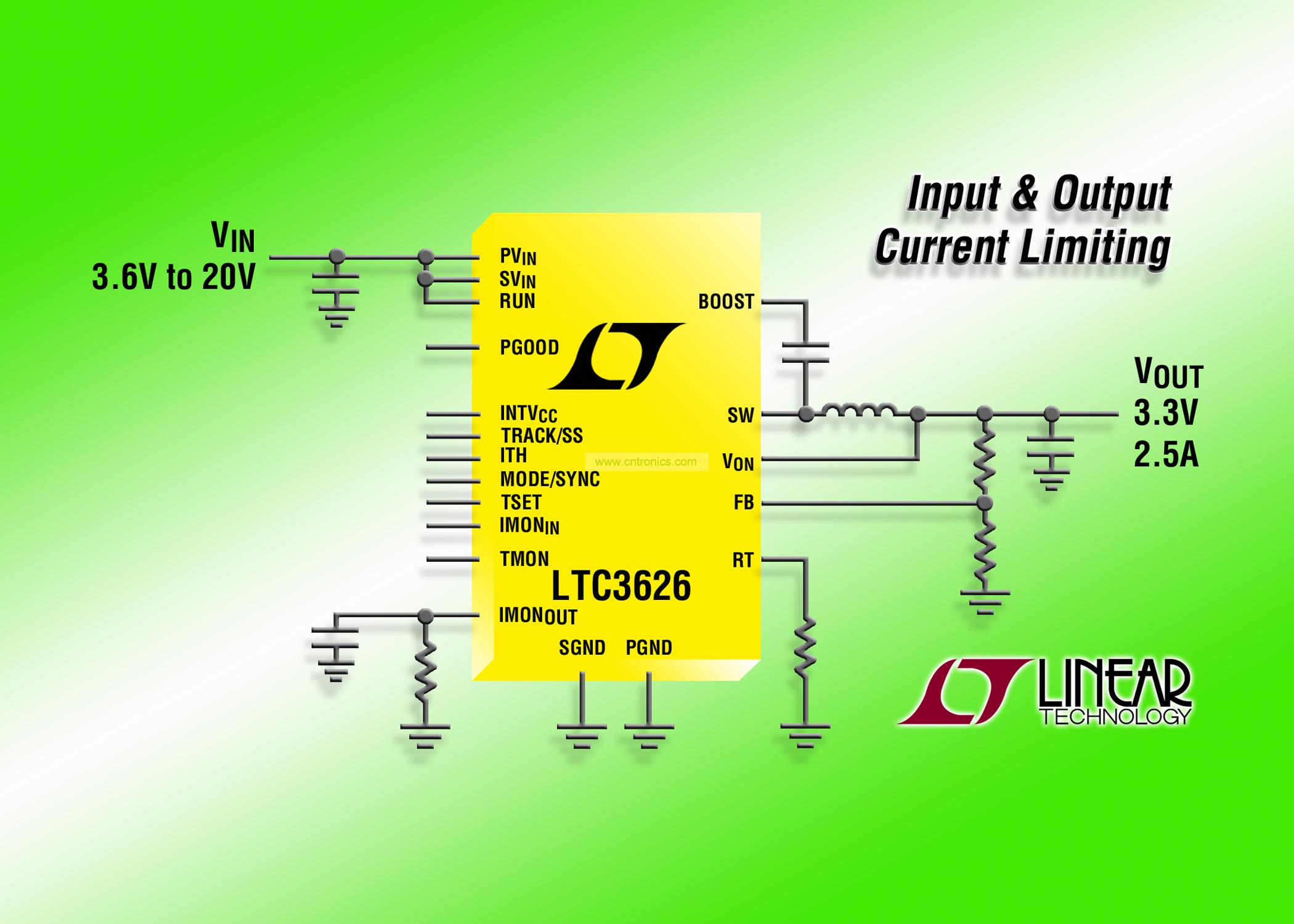 照片说明：LTC3626 提供高达 2.5A 的输出电流