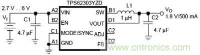 组件数量少且封装小巧的高频3MHz DC/DC转换器