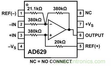AD629高共模电压差动放大器