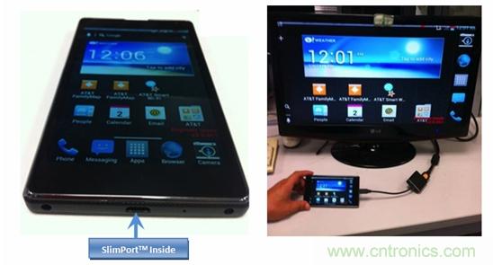 采用SlimPort接口技术的新一代Google Nexus手机样机。