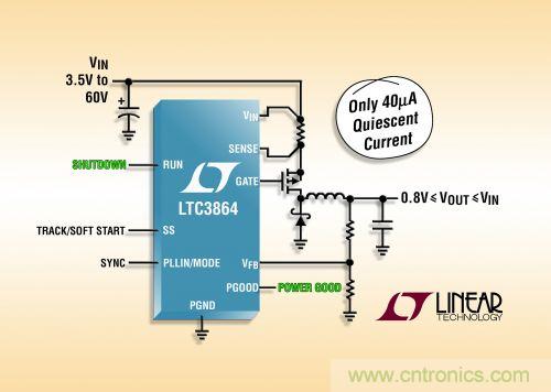 凌力尔特推出高压降压型DC/DC控制器LTC3864