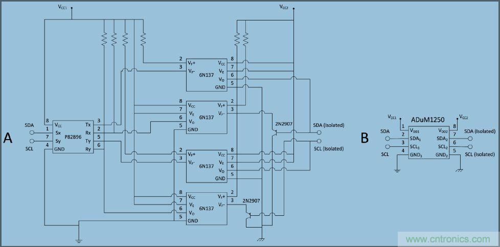 I2C缓冲器和4个光耦合器与单片IC