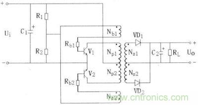 自激推挽式直流变换器的基本电路