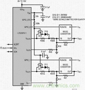 采用 LTC2970 跟踪两个电源