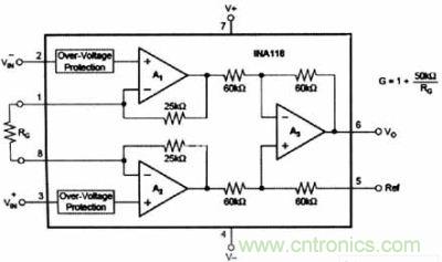 仪表放大器INA118的内部结构图