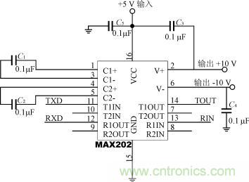 MAX202E典型电路连接原理图