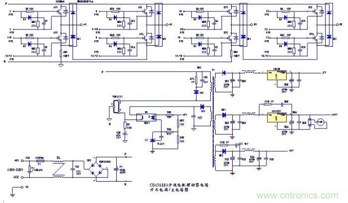 图1：步进电机驱动的主电路和开关电源电路