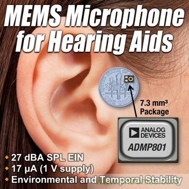 ADI推出针对助听设计的业界最小MEMS麦克风