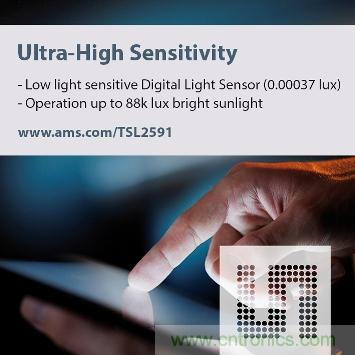 可检测低至0.000377 lux的光强的数字光传感器