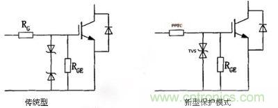 传统保护模式和新型保护模式电路对比