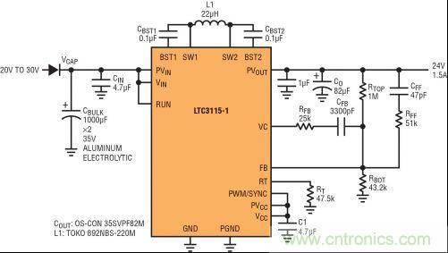 图9：电压过低情况下的 24V 工业轨恢复器 