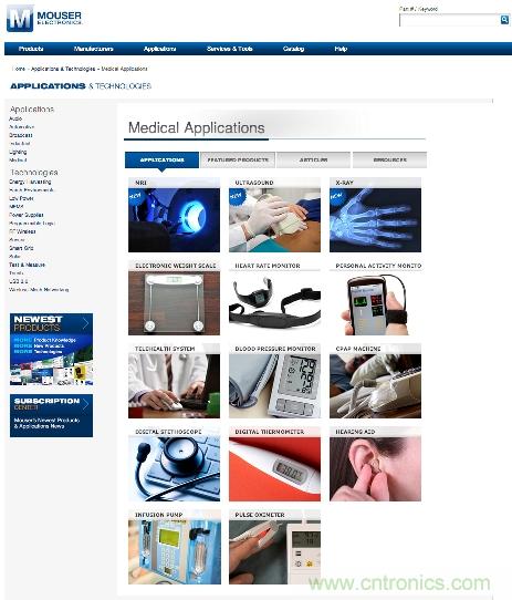 Mouser发布医疗应用子网站增强版，专注医疗成像