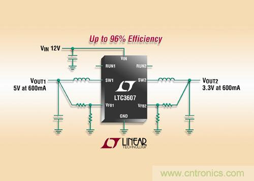 照片说明:15V、双输出 600mA 单片同步降压型稳压器