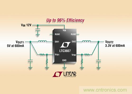 照片说明：15V、双输出 600mA 单片同步降压型稳压器