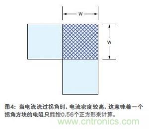 一个拐角方块的电阻只相当于0.56个正方形