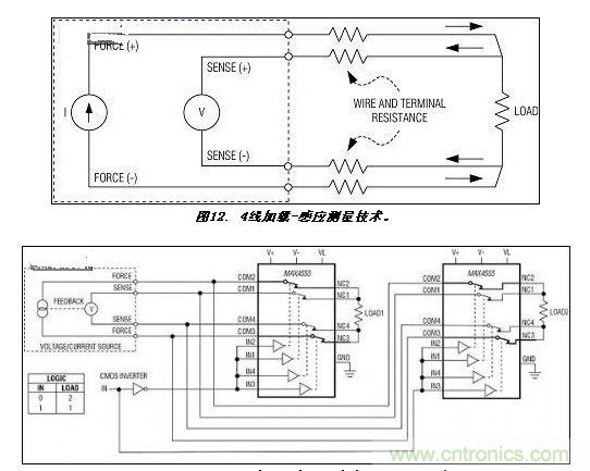 . 使用MAX4555将4线加载-感应电路从一个源切换至两个负载