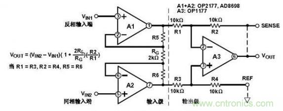 三运放组成的仪表放大器原理分析