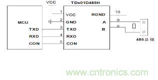 485隔离收发器应用接线图