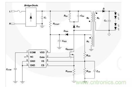 具有高功率因数的单级PSR反激式LED驱动器