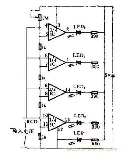 可测量发光二极管电压的电路设计图