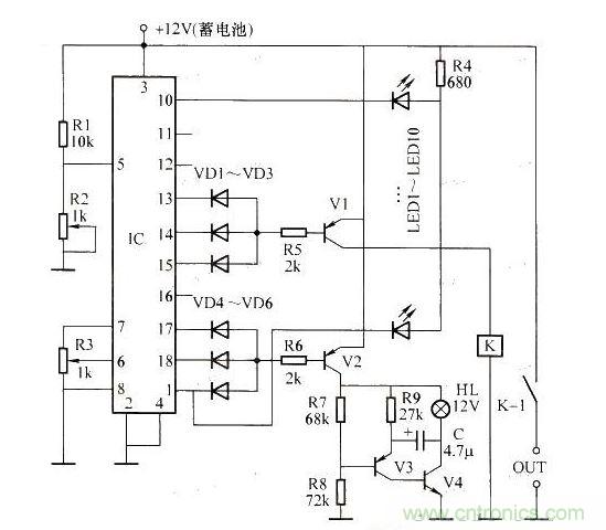具有电压指示的蓄点知保护电路