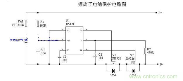 锂离子电池保护电路原理图