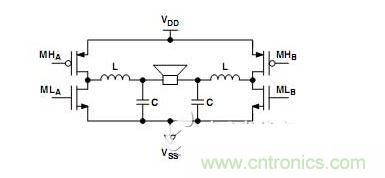 差分开关输出级和LC低通滤波器