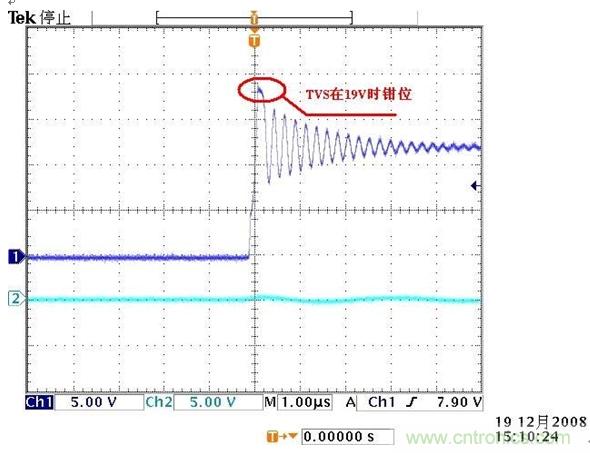 图A2： 有TVS时输入端波形