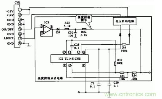 一款逆变器的亮度控制电路图设计