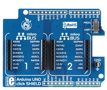 e络盟推出针对Atmel Xplained的Arduino UNO Click Shield扩展板及多种配件