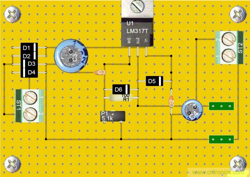 网友分享:DIY一个LM317 可调稳压电源