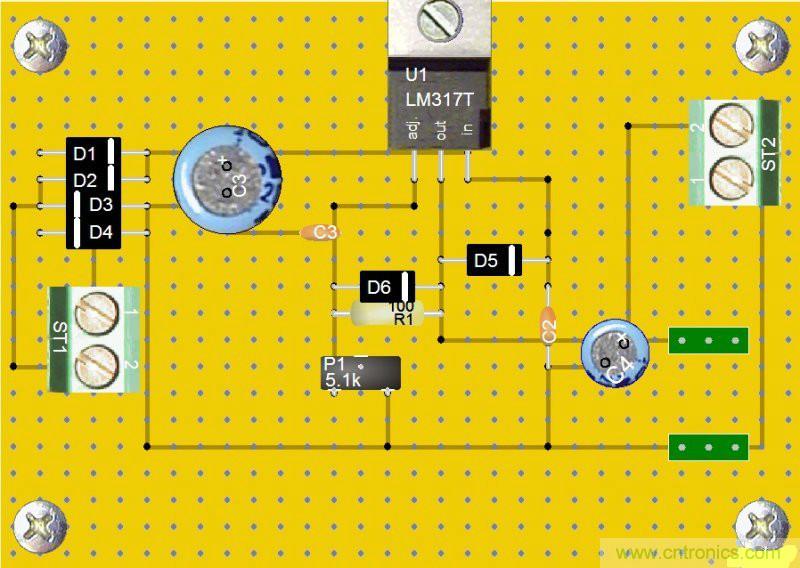 网友分享：DIY一个LM317 可调稳压电源