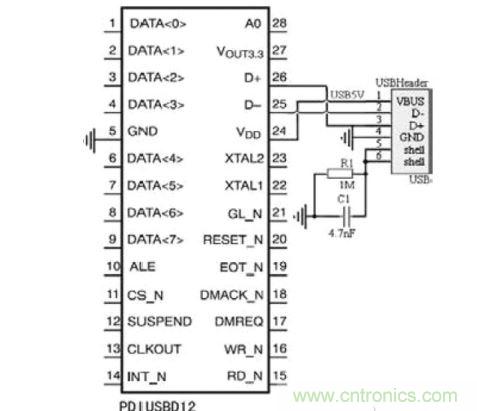 USB接口部分电路原理图