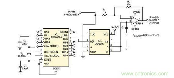 PIC16F84设置AD5227数字电位器的电阻精确控制有关模拟输入的输出移相