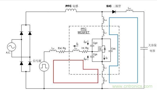 升压转换器中的TO247封装MOSFET等效模型和寄生电感