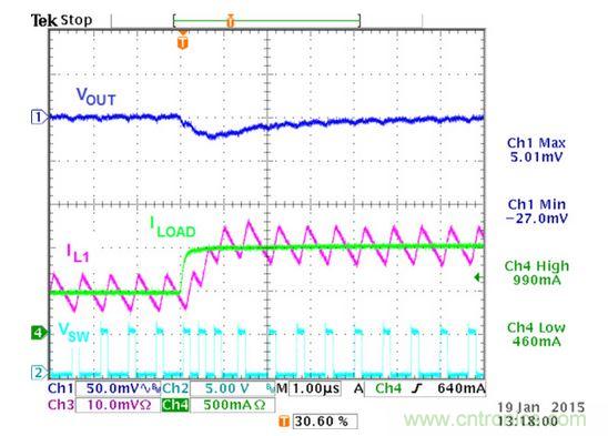 ACOTTM架构Buck转换器的电路实例瞬态响应波形细节展开