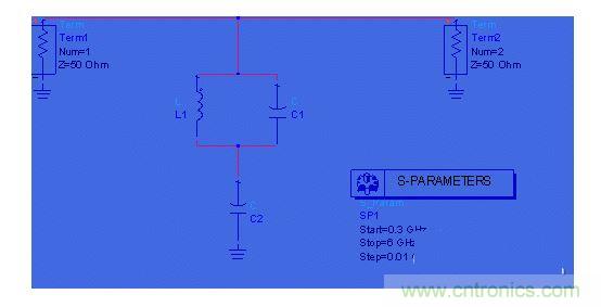 DCS频段输入滤波网络仿真原理图