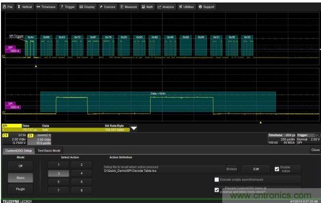 CustomDSO设置文件显示设置文件“SPI Decode Table”关联到了按钮3