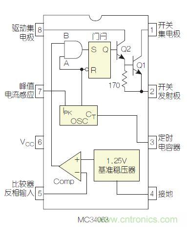 图2：MC34063是该电路核心。