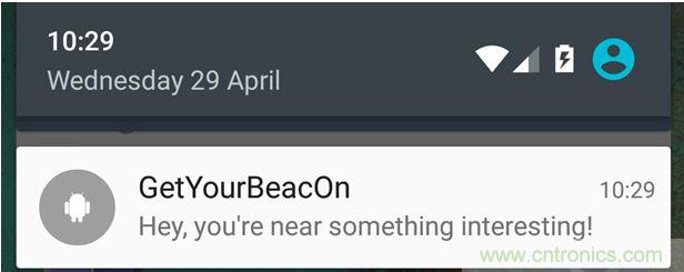 图10 – 安卓系统通知，提示附近发现Beacon