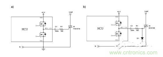 采用正电压的第三象限双向可控硅或ACS驱动电路。
