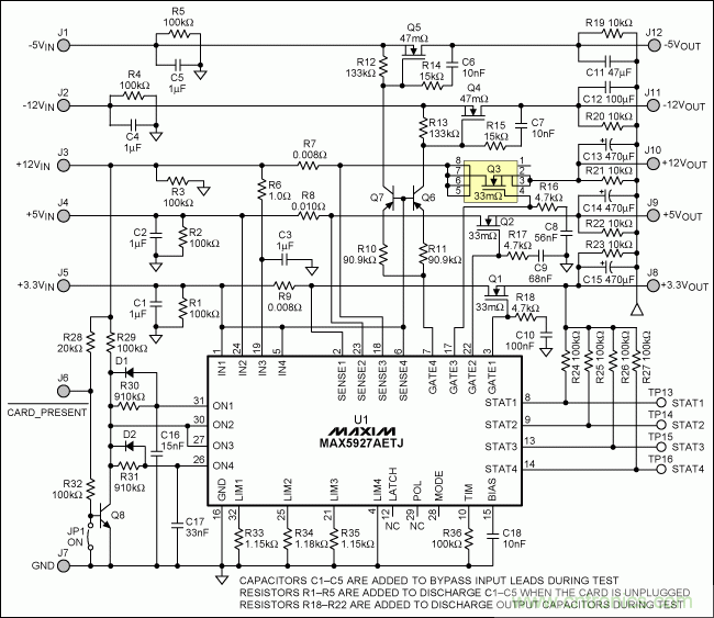 5通道(3路+V和2路-V)热插拔参考设计