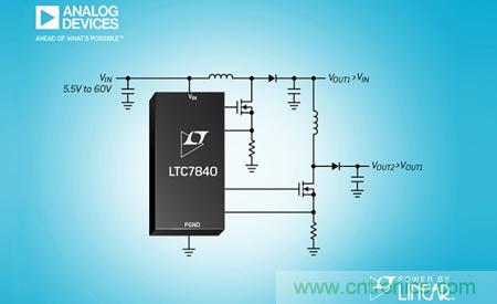 ADI推出 Power by Linear LTC7840升压控制器，可驱动沟道功率 MOSFET 