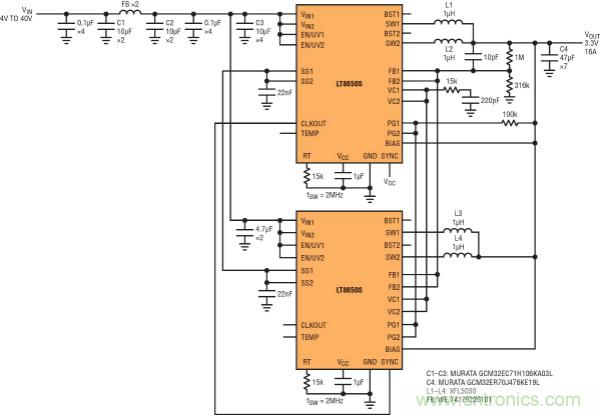 高功率单片式 Silent Switcher 2 稳压器 满足 CISPR 25 Class 5 EMI 限制要求并适合狭小的安放空间