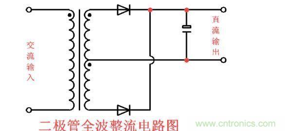 分享2个二极管全波整流电路图 分享2个二极管全波整流电路图
